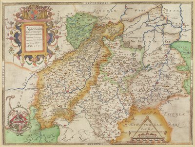 Mapa de Northampton y condados adyacentes, de 